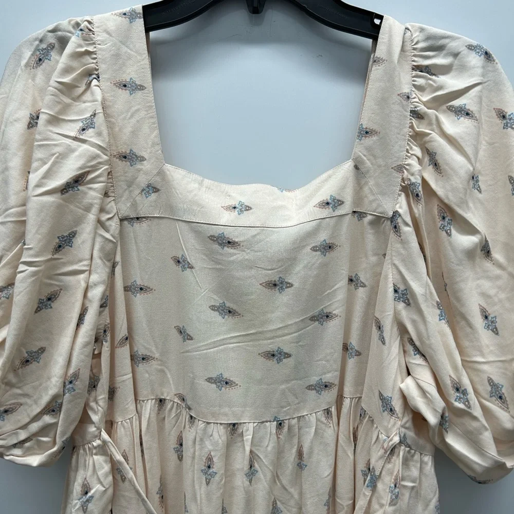 BOG COLLECTIVE NWT Boho mini dress puff sleeves SZ: S - Picture 6 of 7